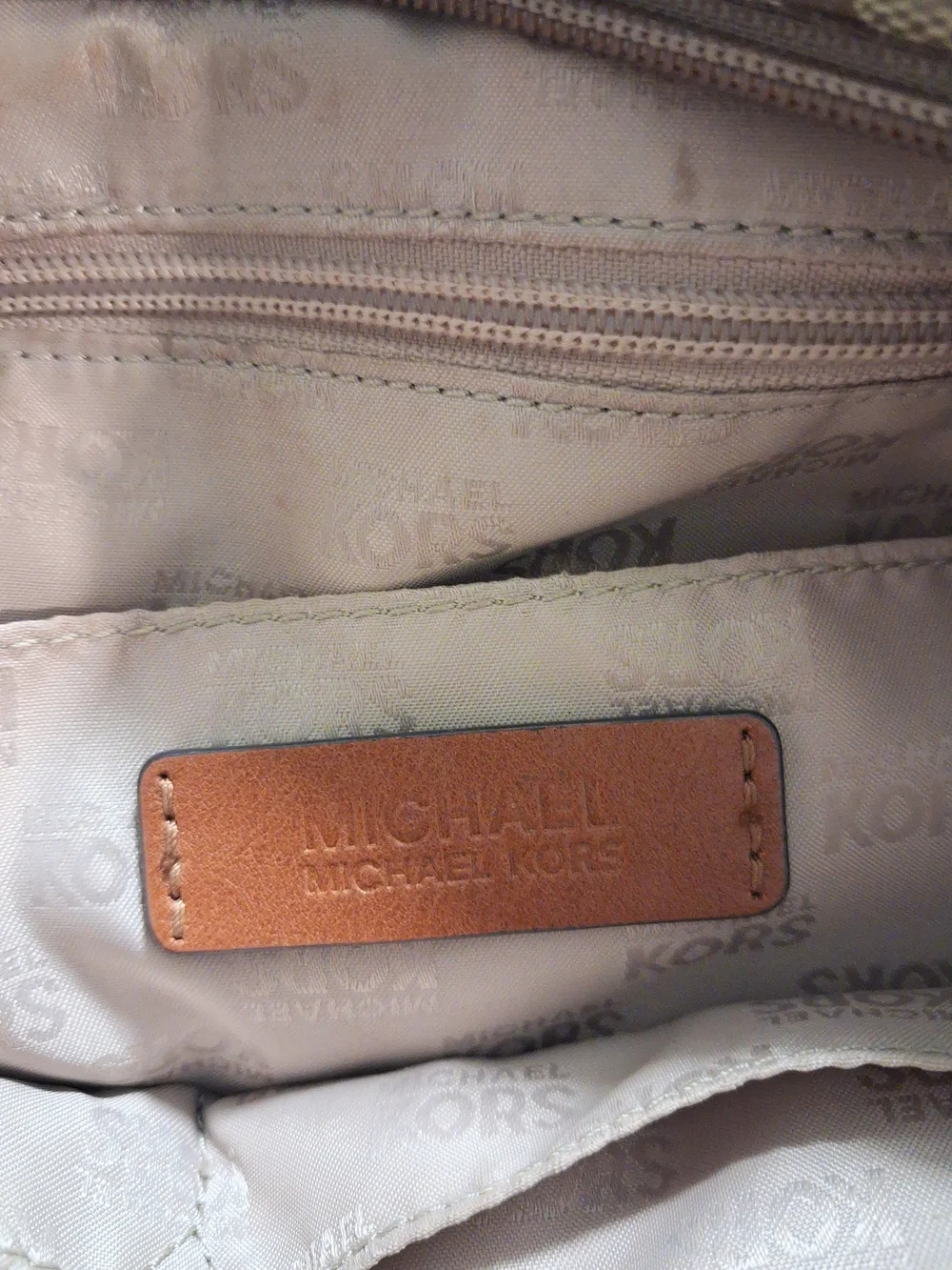 Michael Kors Tan and Dark Brown MK Logo Tote